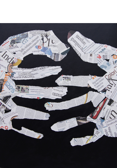 newspaperhands - acrylic and collage on canvas