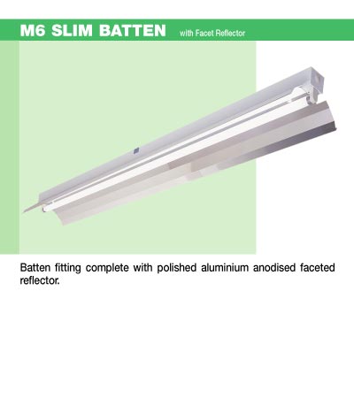 M6 Slim batten with Facet Reflector