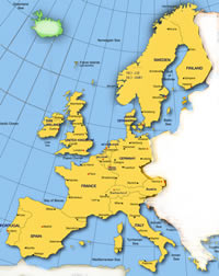 map showing supply area in Europe