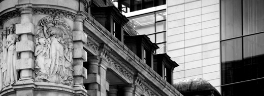 Carved edifice of a building in the City of London.