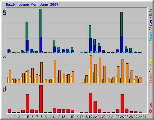 Daily usage for June 2007