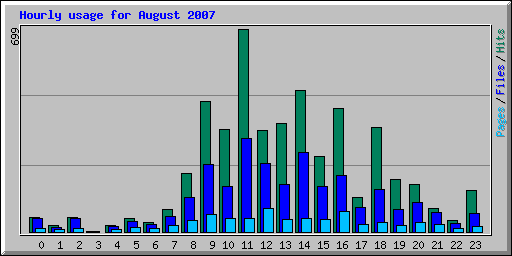 Hourly usage for August 2007