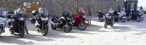 a group of touring motorcycles